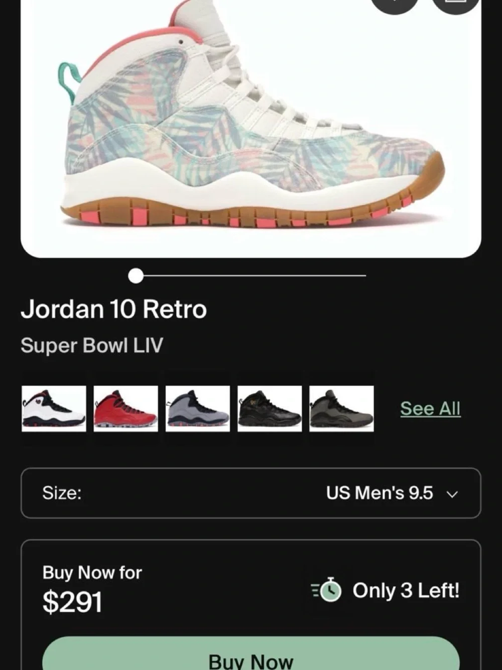 Jordan 10 Super bowl LIV sneakers size 9.5